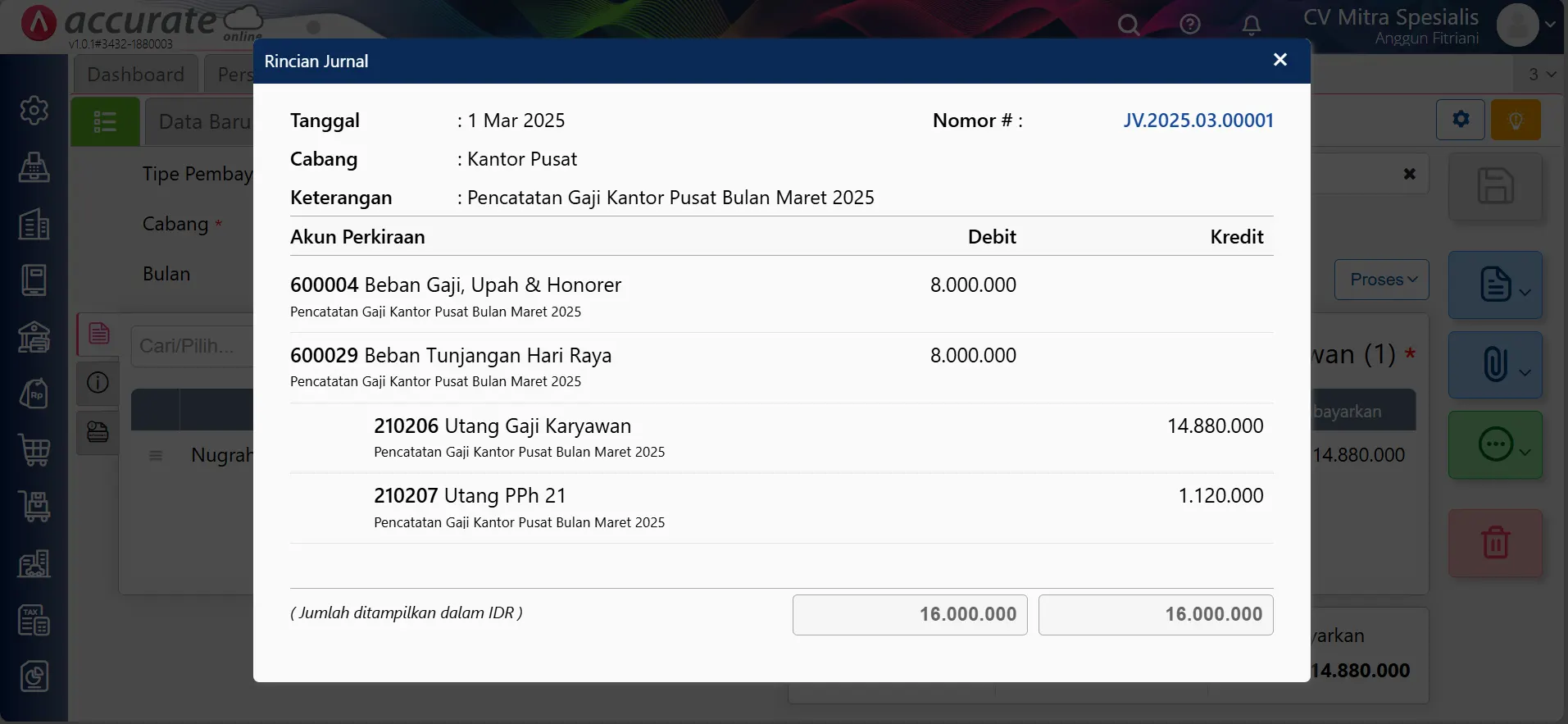 mencatat & menghitung PPh 21 bonus/THR karyawan
